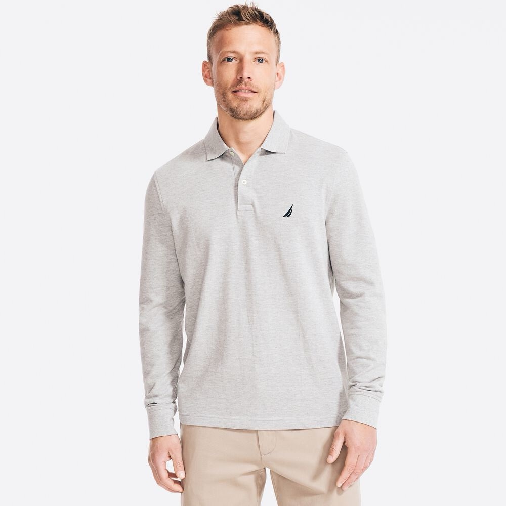 NWT Nautica Classic Fit Long Sleeve Polo Grey size XL